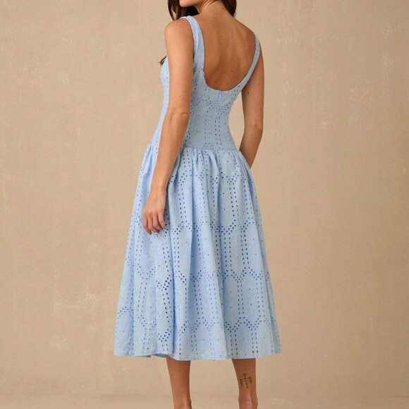 Baby Blue Elegant Women's Long Dress - Picture 2 of 8